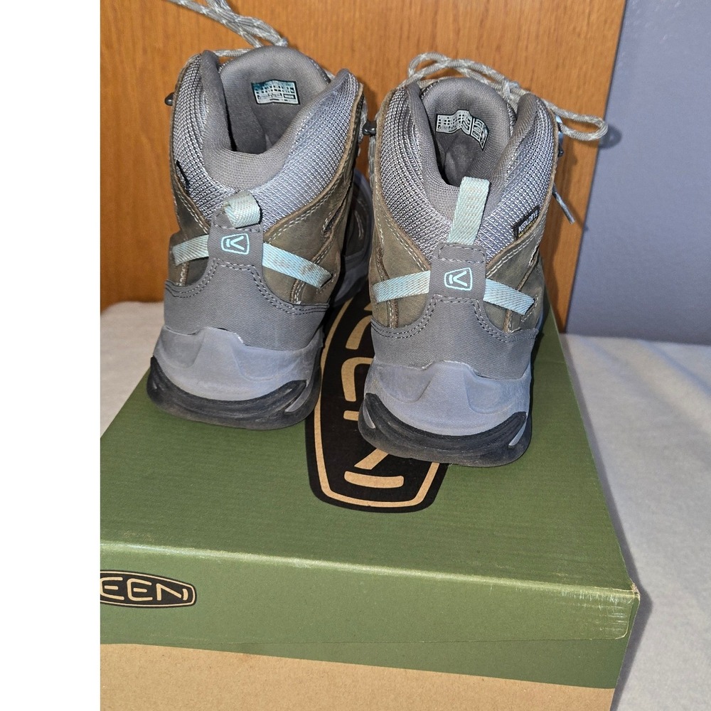 Keen Circadia Mid WP 9.5 Wide Waterproof Hiking Boots Steel Grey Cloud Blue - Picture 4 of 9